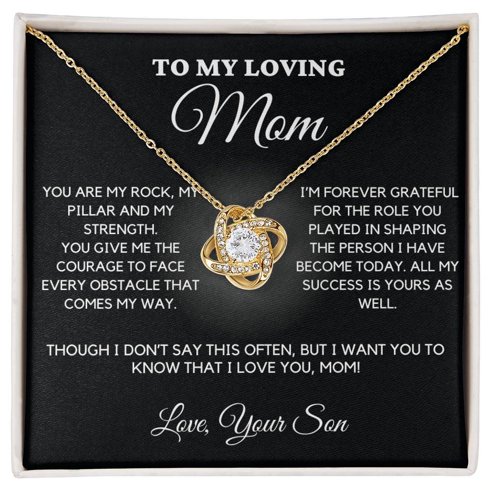 Gift for Mom From Son - "You are my Rock, my Pillar and my Strength. I Love You, Mom". Necklace