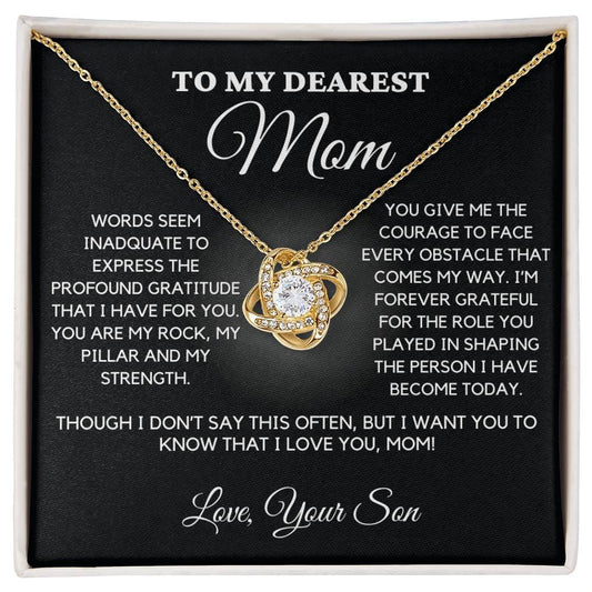 Gift for Mom From Son - "You are my Rock, my Pillar and my Strength". Necklace