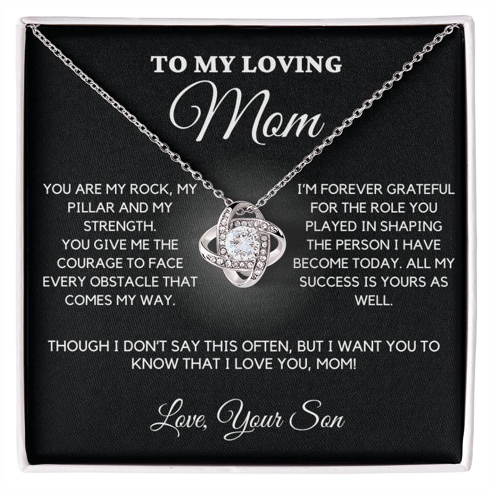 Gift for Mom From Son - "You are my Rock, my Pillar and my Strength. I Love You, Mom". Necklace