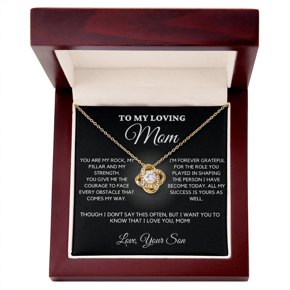 Gift for Mom From Son - "You are my Rock, my Pillar and my Strength. I Love You, Mom". Necklace