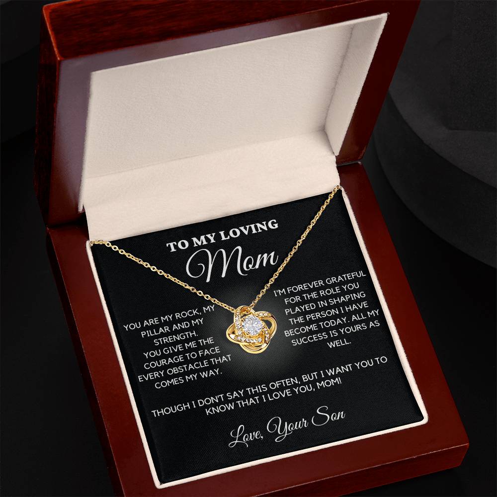 Gift for Mom From Son - "You are my Rock, my Pillar and my Strength. I Love You, Mom". Necklace